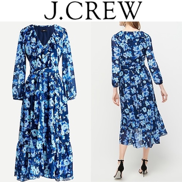 J. Crew Dresses & Skirts - 0 J.CREW Long Sleeve Wrap Dress Watercolor Begonia